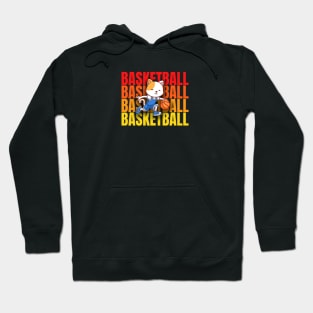 Cat Playing Basketball Typography 3D Hoodie